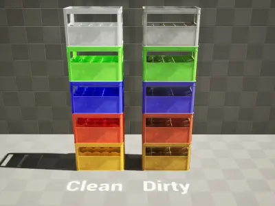 Props Glass Bottles and Plastic box PBR Low-poly 3D model
