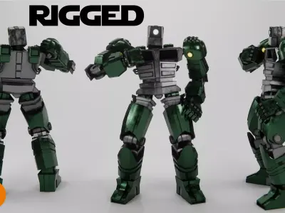 Rigged Industrial Robot - Procedural PBR Blender Low-poly 3D model