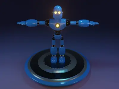 robot on platform Free low-poly 3D model