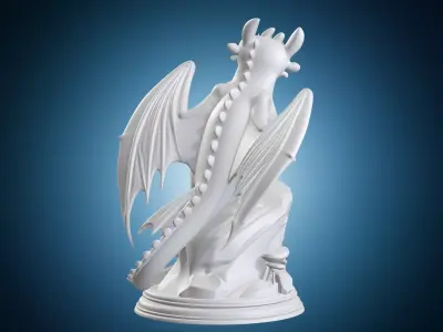 Toothless How to Train Your Dragon Statue on Base 3D print model