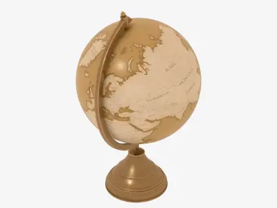 Globe gold Low-poly 3D model