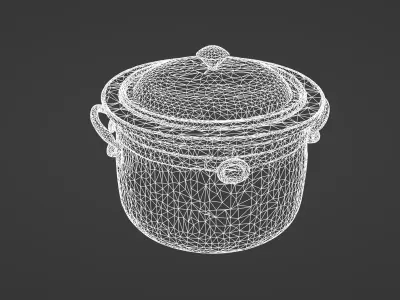 Rustic Iron Cooking Pot with Lid 3D model