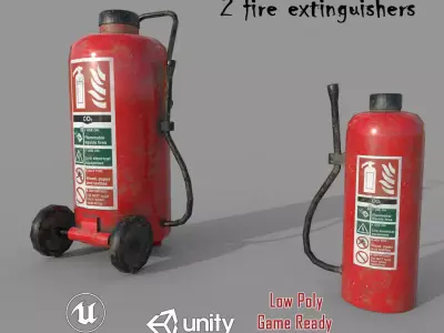 2 Old Fire Extinguishers Low-poly 3D model