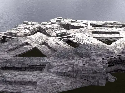Sci-Fi dark Platforms Floating 6  3D model