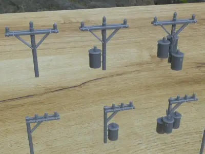 OUTDOOR POLE ASSETS 1-35 FOR DIORAMA SUPPORTED STL 3D print model