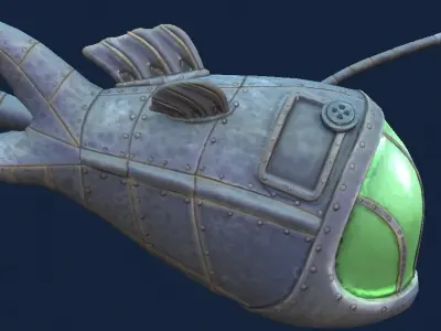 Anglerfish Submarine Hand-Painted Low-poly 3D model