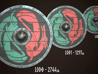 Viking Shield 12 Low-poly 3D model