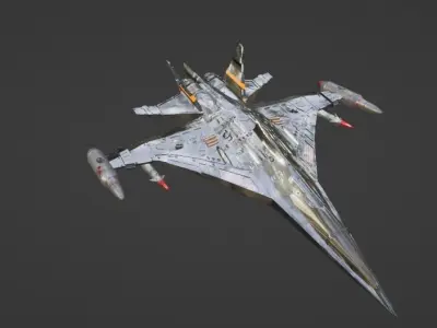 Jet Aircraft Military aircraft metallic with weapon 3D model
