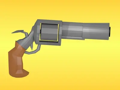 Revolver and bullets Low-poly 3D model