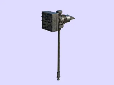  Battle Hammer Metal Version All PBR Textures Included Low-poly 3D model