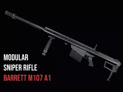 Modular Anti materiel sniper rifle Barrett M107A1 Low-poly 3D model