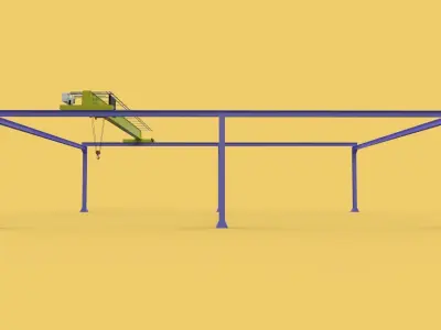 GIRDER OVERHEAD BRIDGE CRANE GANTRY HOIST 3D model