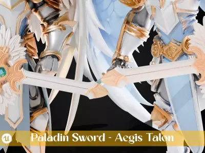 Stylized Sword - Paladin Sword Aegis Talon - Game Ready 3D model