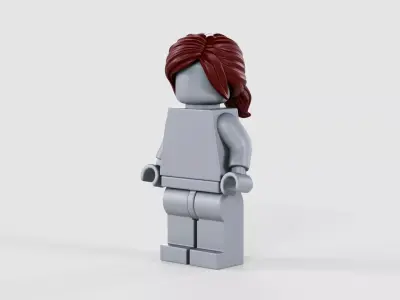 Lego Minifigure Brown Ponytail Hair  3D model