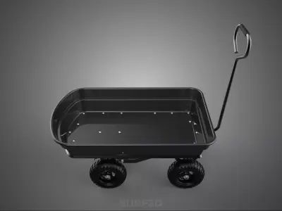 BLACK POLYPROPYLENE PP GARDEN DUMP CART UTILITY TROLLEY WAGON 4W 3D model
