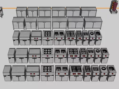 Industrial Kitchen And Open Buffet Libary 3D model