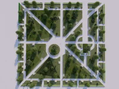 public park-Private Park Landscape 3D model 8