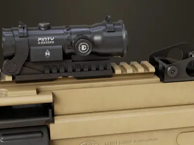 Machine Gun Black and Sandal Magazine All PBR Unity UE 3D model