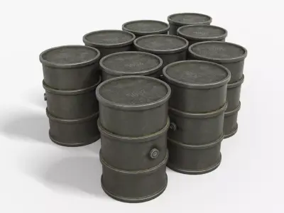 Oil Drums WW2 Low-poly 3D model
