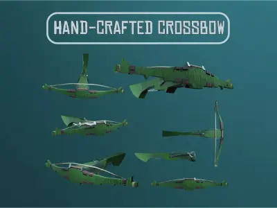 Hand-Crafted Crossbow Low-poly 3D model