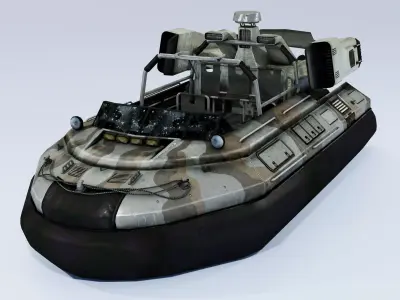 Hovercraft amphibious vehicle Low-poly 3D model