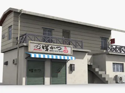 Japanese House x5 Low-poly 3D model