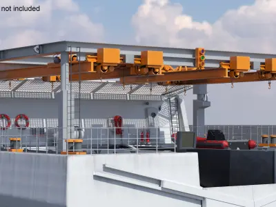 Fixed Crane Beam with Electric Winches 3D model