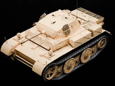 Panzer 2 Luchs WW2 German Tank Rigged Low-poly 3D model