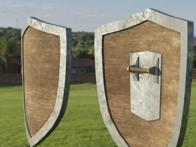 lowpoly shield two metal shields Low-poly 3D model