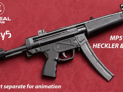 HK Weapon Pack MP5 MP7A1 VP9 Game ready  BPR Low-poly 3D model