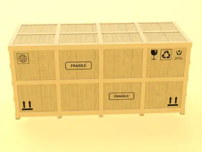 PBR Large Wooden Crate Low-poly 3D model