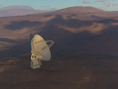 Radio Telescope in Desert Terragen2 3D model