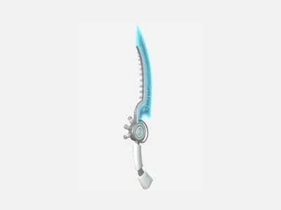SciFi Dagger A02 White Blue - Sci Fi Weapon Design Low-poly 3D model