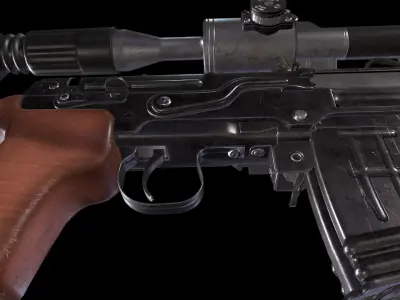 Dragunov Svd Rifle Low-poly 3D model