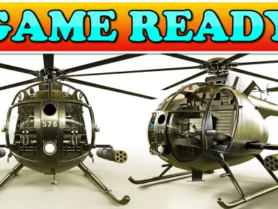 Helicopter MH-6 Game Ready Low-poly 3D model