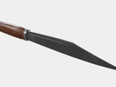 Sea Knife Wooden Handle Low-poly 3D model