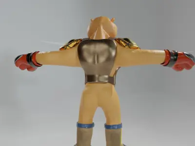 Tiger with Humanoid Body Rigged Low-poly 3D model