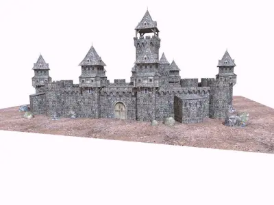 Medieval gothic castle Low-poly 3D model