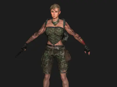 AAA 3D APOCALYPTIC FEMALE 02 - REALISTIC GAME READY CHARACTER Low-poly 3D model