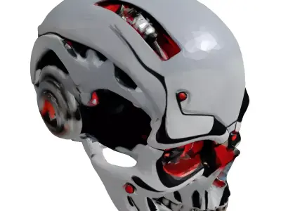 Cybernetic Skull with Chrome Plating 3D model