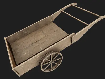 4 Old wooden carriage 3D Model Pack