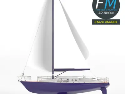 Regatta sailboat 3D model