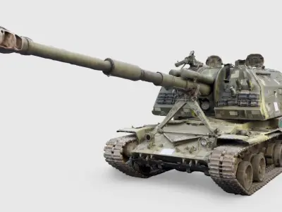 Destroyed 2S19 Msta 152 mm self-propelled howitzer M1990  3D model buy