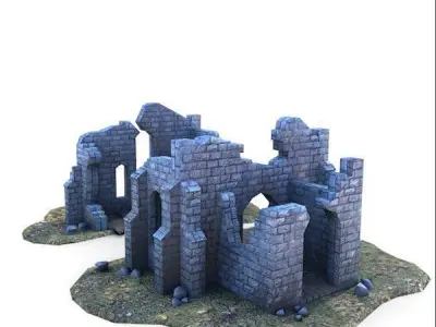 Medieval Building 49 Ruined Church Low-poly 3D model