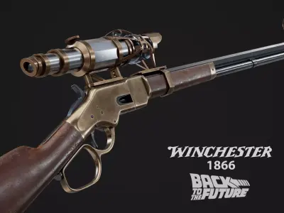 Winchester 1866 sniper rifle Low-poly 3D model