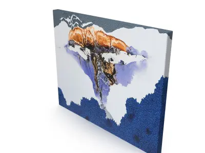 NC Print orange and bird on canvas Free 3D model
