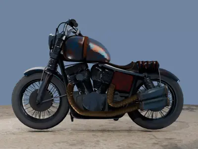 Stylized Wasteland Survivor Motorcycle Low-poly 3D model