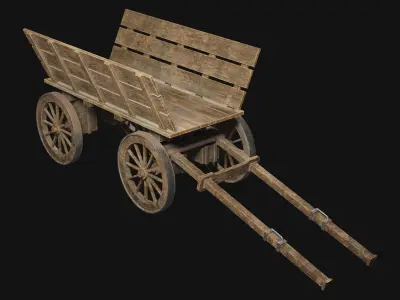 Medieval Wooden Cart 1  Low-poly 3D model