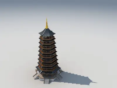 Chinese Ancient Pagoda pagoda 3D model purchase