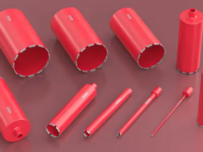 Bluerock Concrete Drilling Core Bit Set with Multiple Sizes 3D model